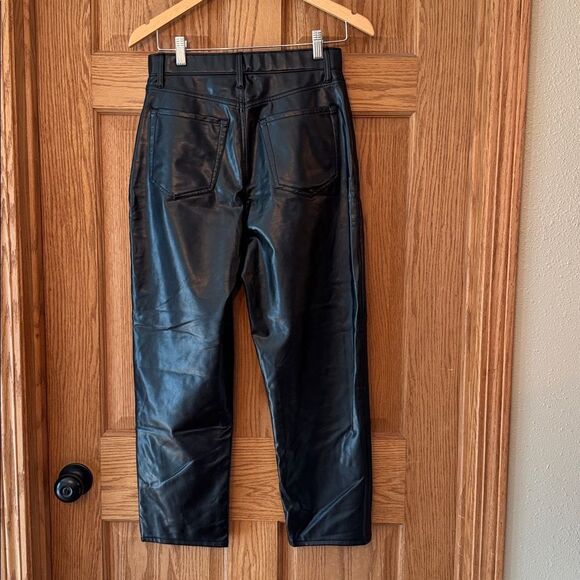 ABERCROMBIE & FITCH Curve Love Black Vegan Leather Ankle Straight Pant - Picture 10 of 10